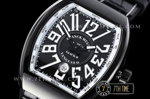 Franck Muller Vanguard V45 Series Black Textured Dial with Lume Numeral Markers Thick PVD Coated Bezel And Case
