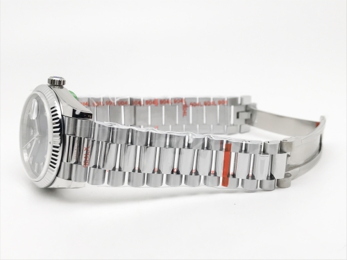 DayDate 36mm Wt 904L Flt SS/SS Blue/Dia QF VR3255