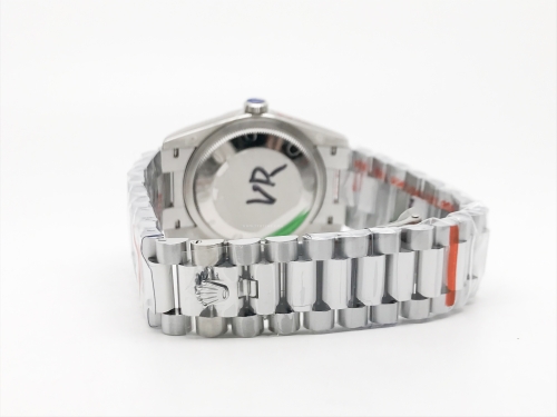 DayDate 36mm Wt 904L Flt SS/SS Grey/Dia QF VR3255