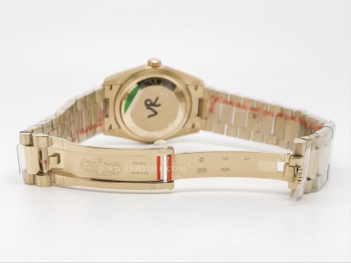 DayDate 36mm Wt 904L Flt YG/YG Silv/Dia QF VR3255