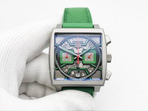 Tag Monaco Chronograph Green TI/RU Grn/Blk A8F VK63A