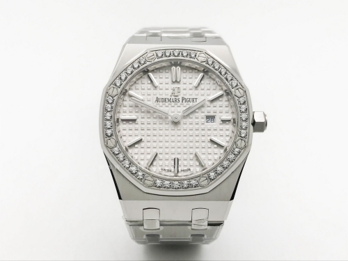 Royal Oak Ladies 67651ST Dia SS/SS Wht/Stk ZF Sw Qtz