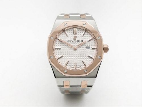 Royal Oak Ladies 67650SR RG/SS Wht/Stk ZF Sw Qtz