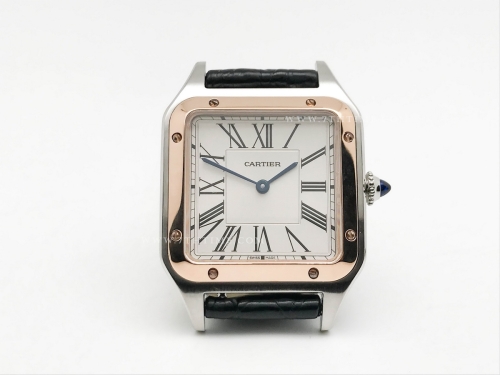 Santos De Cartier 32mm Mens RG/SS/LE Wht OKF Sw Qtz