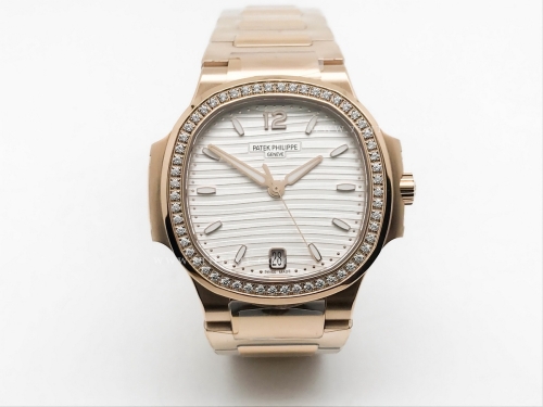 Nautilus Ladies 7118 35mm Dia RG/RG Wht/Stk PPF A324