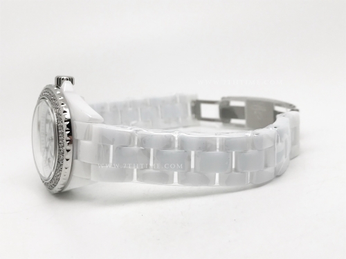 J-12 Ladies 33mm Dia CER/CER Wht/Dia XF Sw Qtz