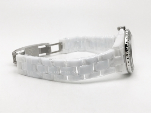 J-12 Ladies 33mm Dia CER/CER Wht/Dia XF Sw Qtz