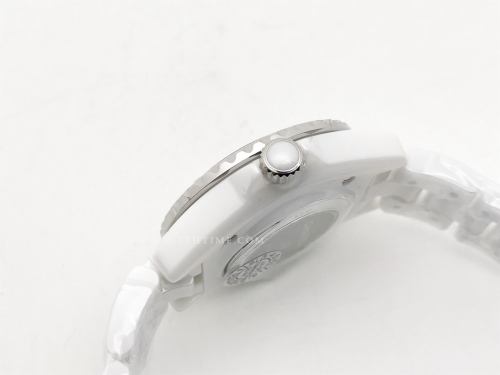 J-12 Ladies 33mm Dia CER/CER Wht/Dia XF Sw Qtz