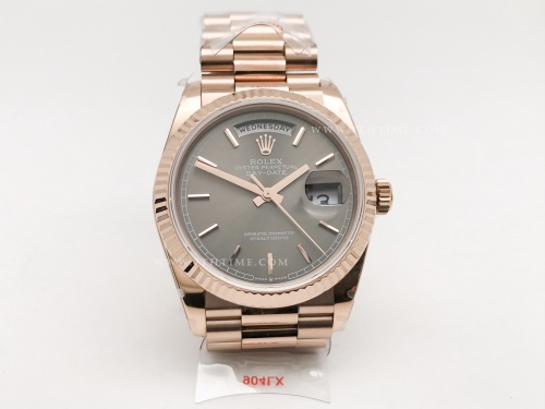 DayDate 36mm 128235 Wt 904L Flt RG/RG Grey/Stk QF VR3255