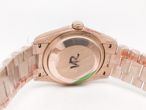 DayDate 36mm 128235 Wt 904L Flt RG/RG Brn/Dia QF VR3255