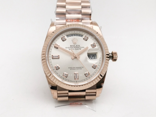 DayDate 36mm 128235 Wt 904L Flt RG/RG RG/Dia QF VR3255