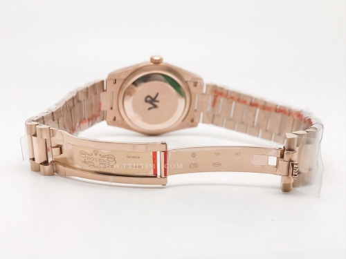 DayDate 36mm Wt 904L Flt RG/RG Grey/Dia QF VR3255