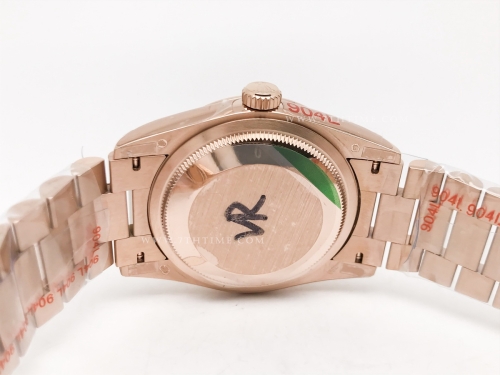 DayDate 36mm Wt 904L Flt RG/RG Grey/Dia QF VR3255