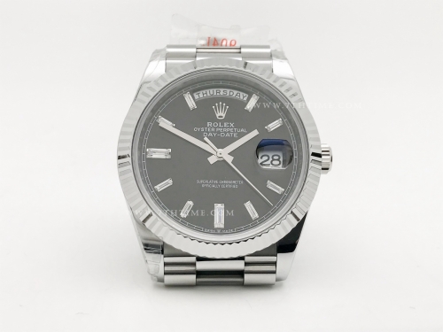 DayDate 40mm 228239 904L Flt Wt SS/SS Blk/Dia Noob A2836