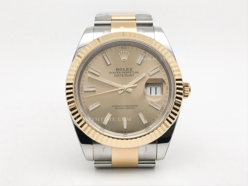 DJ2 41mm Oys Flt 904L YG/SS Gold/Stk Clean VR3235