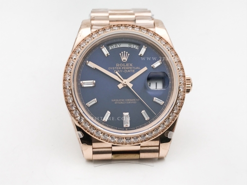 DayDate 40mm Flt Dia RG/RG Blue/Dia BPF A2836