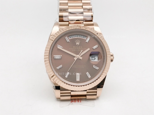 DayDate 228235 40mm 904L Flt Wt RG/RG Brn/Dia Noob A2836