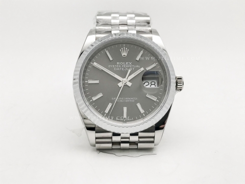 DJ 126234 36mm Jub Flt 904L SS/SS Grey/Stk JQF VR3235