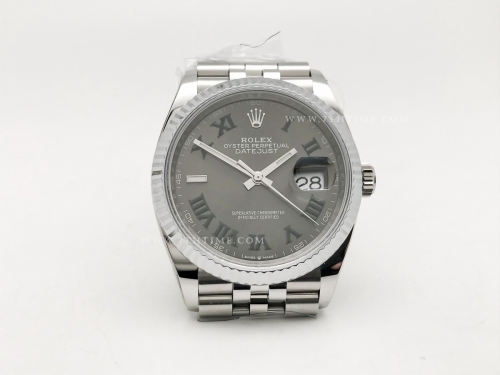 DJ 126234 36mm Jub Flt 904L SS/SS Grey/Rm JQF VR3235