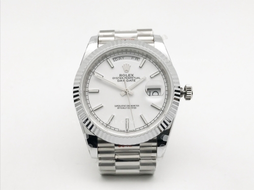 DayDate 40mm 904L Flt SS/SS Wht/Stk GMF A2836