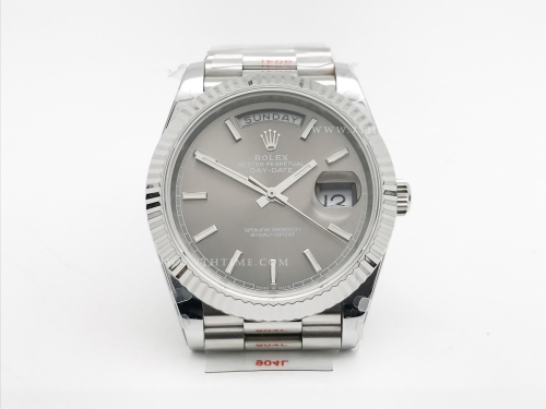 DayDate 40mm 904L Flt SS/SS Grey/Stk GMF A2836