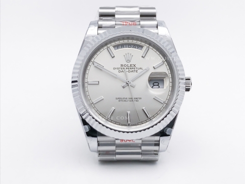 DayDate 40mm 904L Flt SS/SS Silv/Stk GMF A2836