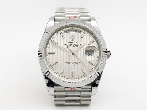 DayDate 40mm 904L Flt SS/SS S-Silv/Stk GMF A2836