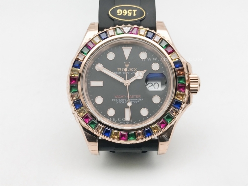 YachtMaster 116695 40mm Wt Dia RG/RU Blk KF VR3235