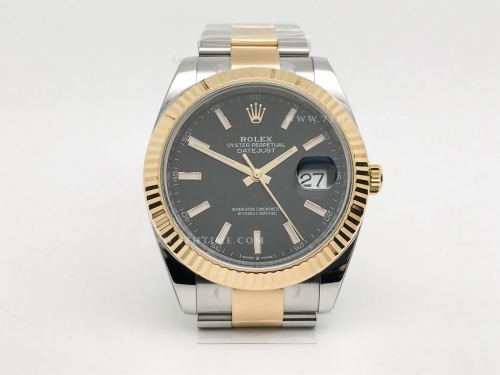 DJ2 41mm Oys Flt 904L YG/SS Blk/Stk Clean VR3235