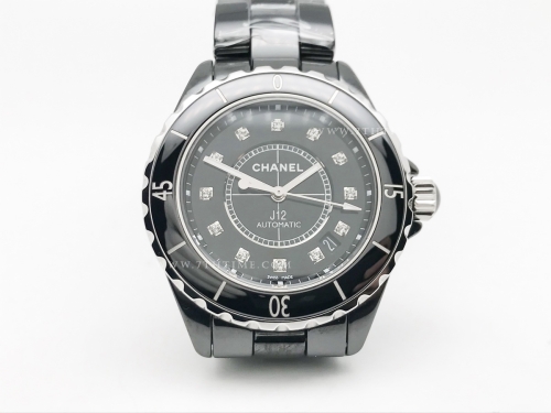 XHANEL J-12 38mm Blk CER/CER Blk/Dia HTF A2892