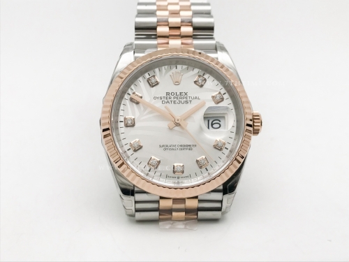 DJ 126231 36mm Jub Flt 904L RG/SS M-Palm/Dia VSF VS3235