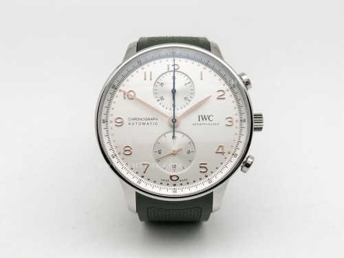 Portuguese Chrono IW3716 Grn SS/RU Wht/Num Z+F A69355