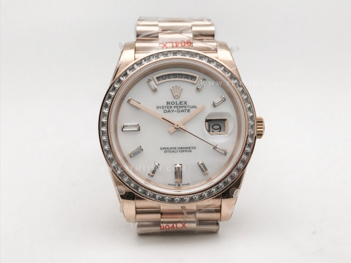 DayDate 40mm 904L B.Dia RG/RG W-MOP/B.Dia GMF A2836