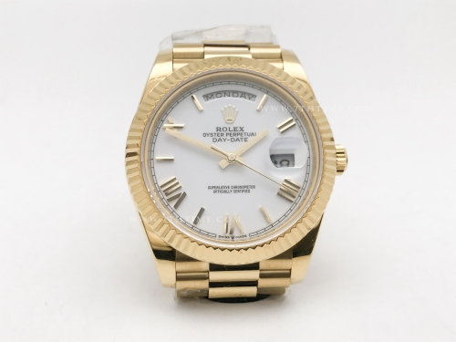 DayDate 40mm 228238 904L Flt Wt YG/YG Wht/Rm KF VR3255