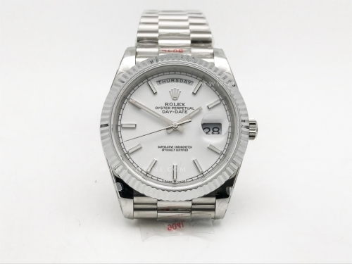 DayDate 40mm 904L Flt SS/SS Wht/Stk GMF VR3255