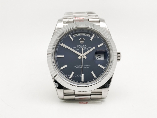 DayDate 40mm 904L Flt SS/SS Blue/Stk GMF VR3255