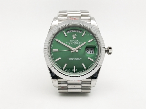 DayDate 40mm 904L Flt SS/SS Grn/Stk GMF VR3255