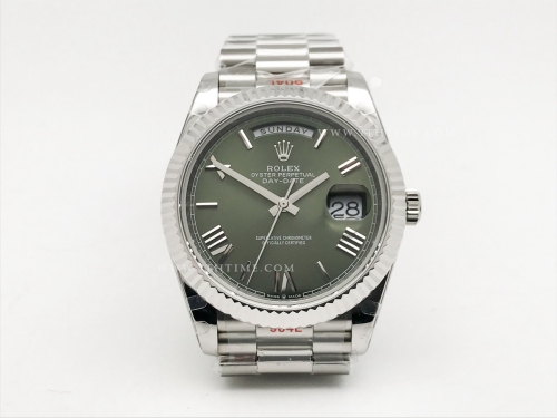 DayDate 40mm 904L Flt SS/SS Grn/Rm/Stk GMF VR3255