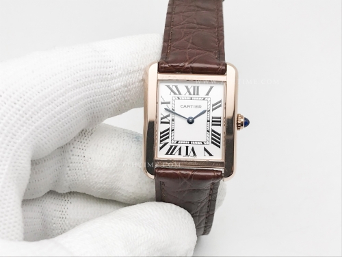 Cartier Tank Solo Small RG/LE Wht AF Swiss Qtz