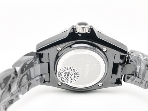 J-12 Ladies 33mm CER/CER Blk/Dia XF Sw Qtz