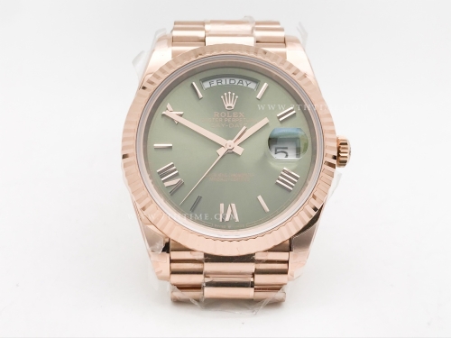 DayDate 40mm 904L Flt Wt RG/RG Grn/Rm/Stk TMF SH3255