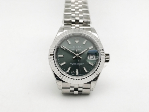 DateJust Ladies 28mm Jub Flt 904L SS/SS Green/Stk GMF A2671
