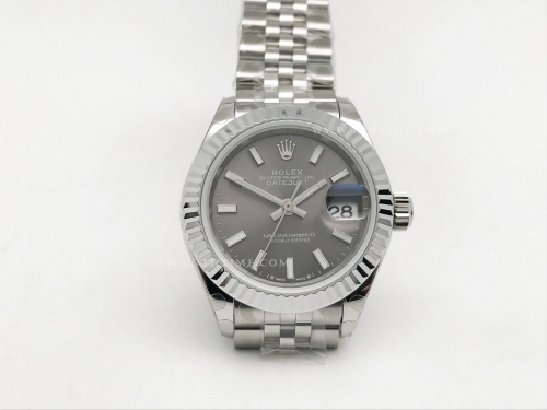 DateJust Ladies 28mm Jub Flt 904L SS/SS Grey/Stk GMF A2671