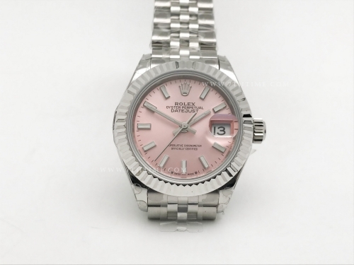 DateJust Ladies 28mm Jub Flt 904L SS/SS Pink/Stk GMF A2671