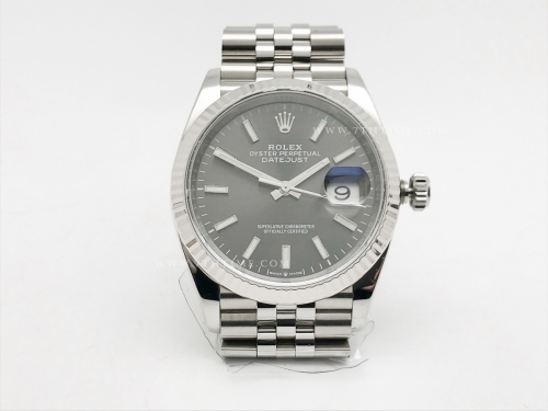 DJ 36mm Jub Flt 904L SS/SS Grey/Stk APF VR3235