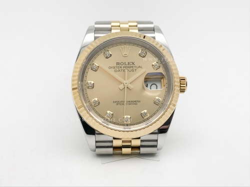 DJ 36mm Jub Flt 904L YG/SS Gold/Dia APF VR3235