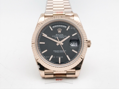 DayDate 40mm 904L Flt RG/RG Blk/Stk GMF VR3255