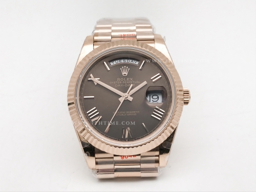 DayDate 40mm 904L Flt RG/RG Brn/Rm/Stk GMF VR3255