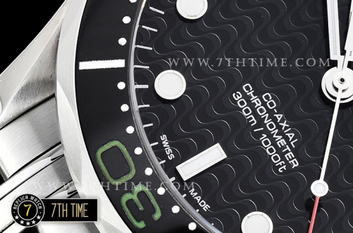 Seamaster Diver 300m Black Ceramic Bezel with Colored Numerals Black Dial with Dot Markers & Wavy Motif Solid Stainless Steel 316F Bracelet