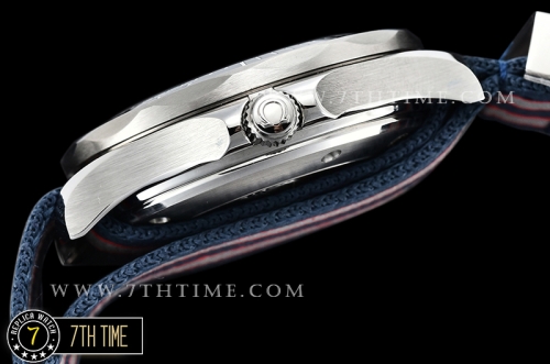 Seamaster Diver 300m 007 James Bond 50th Black Ceramic with Red "50" Bezel Black Dial with Dot Markers with Special 007 Motif Special Omega Commander Limited Edition Nylon Strap